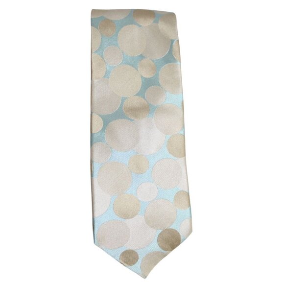 Ted Baker London 100% Silk Tie |  Mint Green & Gold Beige Polka Dot - Picture 4 of 6